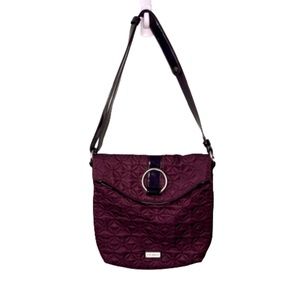 Vera Bradley Crossbody Bag Plum Quilted Foldover Handbag Purse Patent Ac…